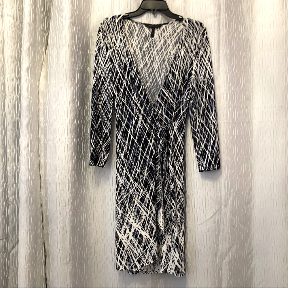 BCBGMaxAzaria L long sleeved mini wrap dress